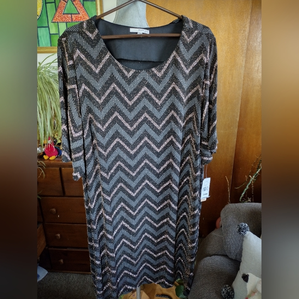 Studio One NY Women's Dress Sheath Metallic Wedding Party NWT Sz 24W